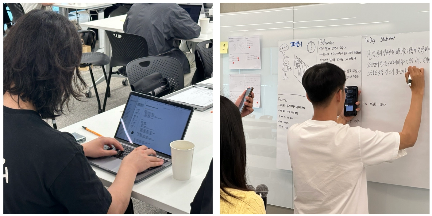 A team organizing its Today statement and customer problem
